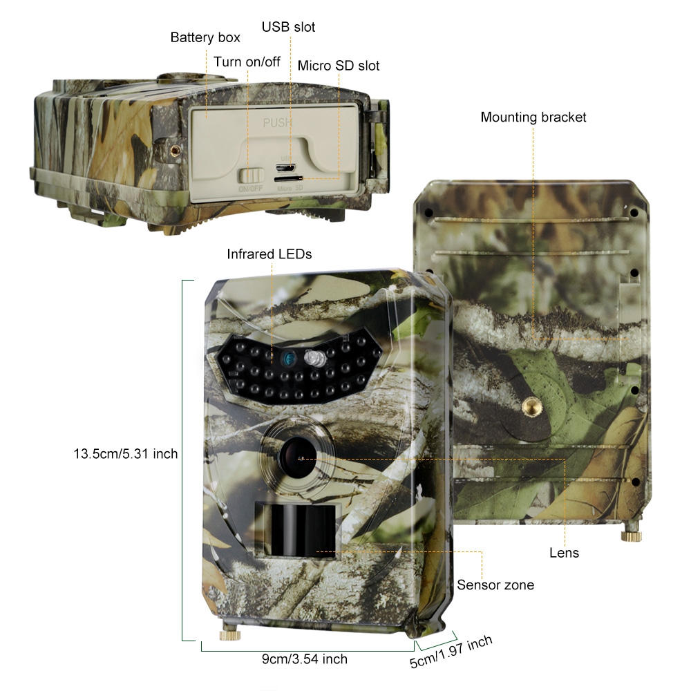 Night Vision Digital Hunting Camera Waterproof Trap Tracking Camera 26 IR LED 120 Degree 12MP Wild Camera